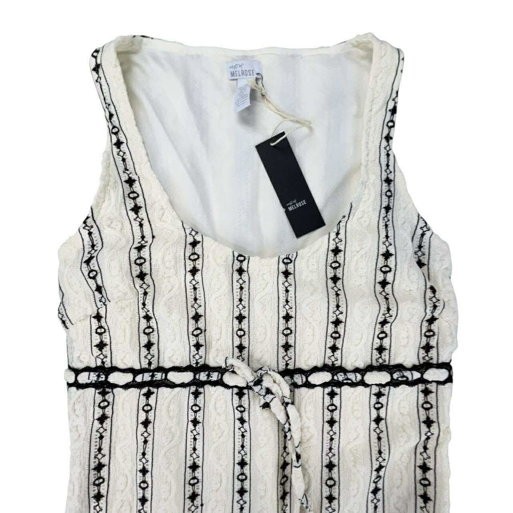 West of Melrose White Black Striped Lace Tie Waist Mini Dress NWT - Picture 5 of 15